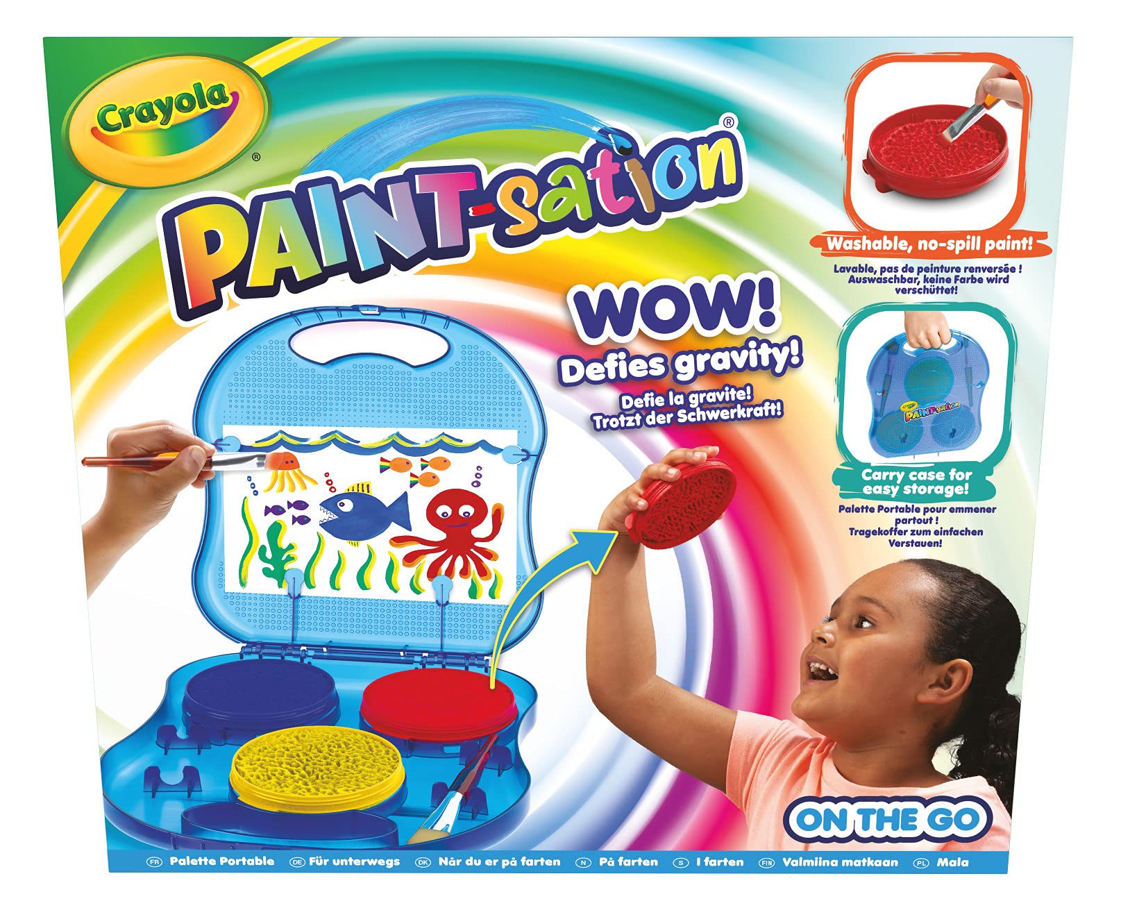 CRAYOLA Paint-sation: On The Go (Includes Carry Case, 3 No-Spill Paints & 2 Paintbrushes) | No-Spill Painting Kit | Ideal for Kids Aged 3+