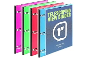 WOT I 4-Pack Telescoping 3 Ring Binder 1 Inch, Expandable Flexible Binder - Patented Design for Easy Portability, Holds 225 Sheets, 4 Bright Colors, Perfect for School, Office&Home Organization