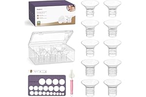 Nuliie 10PCS Silicone Flanges Insert Replacement Kit, Flange Sizing Kit 17/18/19/20/21mm for 24mm Flange/Shield Breast Pumps, Pumping Essential Kit for Moms