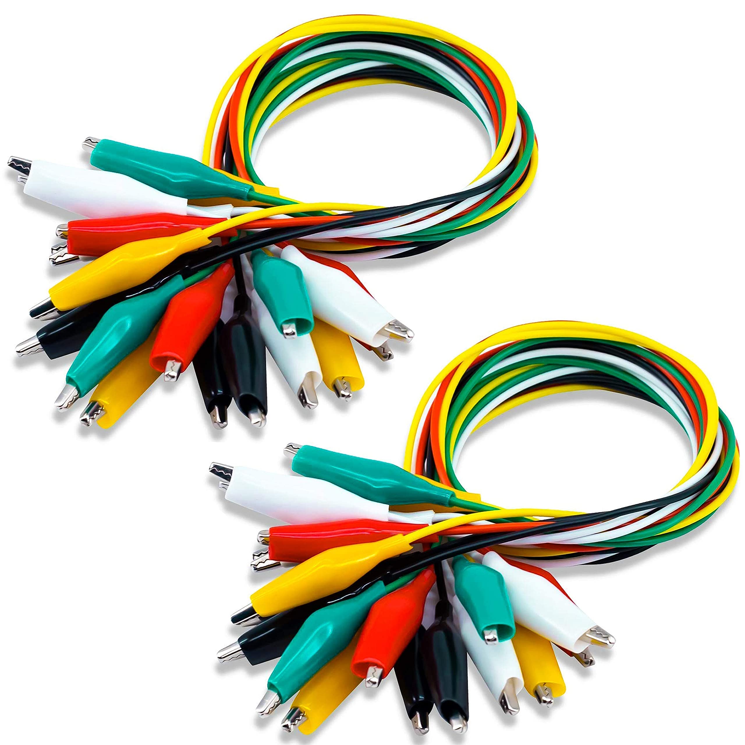 20 Pcs Alligator Clips Mini Crocodile Clip by UMTMedia® - 12v Wires Cable Small Leads Electrical Croc Double Crocadile Aligator Crocadial