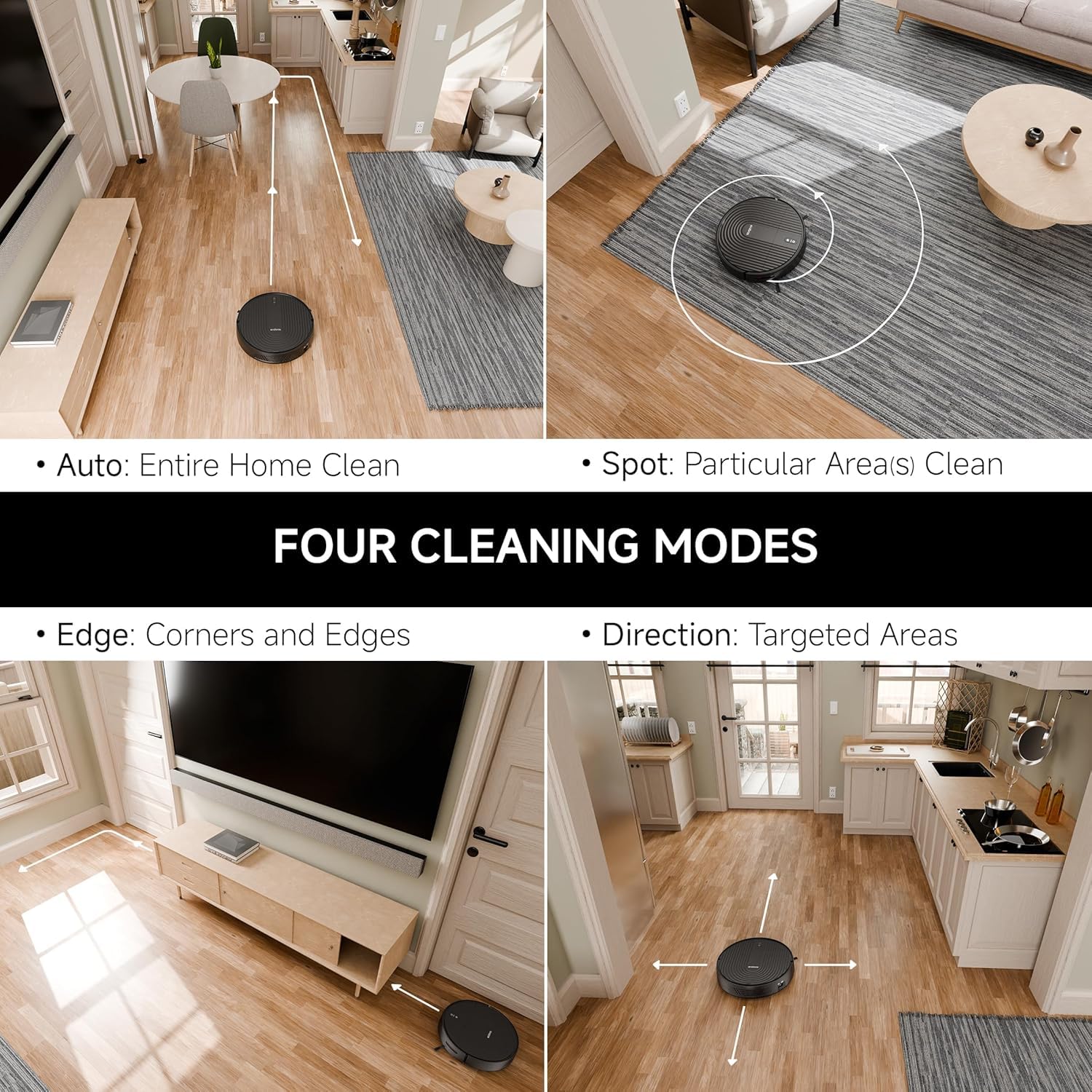 erabrospro Robot Vacuum with 3000Pa Powerful Suction, Brushless Tangle-Free Robotic Vacuum, 2.99" Super-Slim, 140Min Runtime, Vacuum Robot for Hard Floor/Carpet/Pet Hair, Remote/App/Voice Control - Image 3