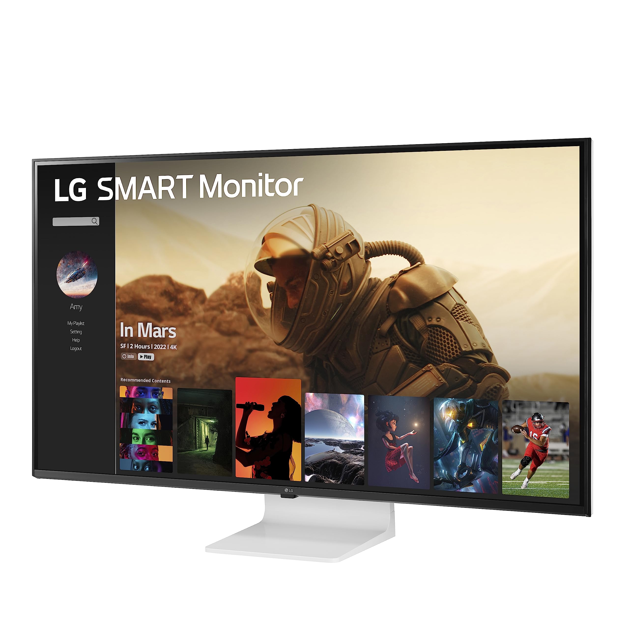 LG Smart Monitor (43SQ700S) -43-Inch 4K UHD(3840x2160) IPS Display, webOS Smart Monitor, ThinQ Home, Magic Remote, USB Type-C, 2X Stereo Speakers, AirPlay 2, Screen Share, Bluetooth,White