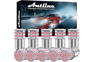 Antline 1157 BAY15D 7528 2057 2357 LED Bulbs Red, Super Bright 3014 54-SMD LED Replacement for 12V-24V RV Camper Car Vehicle Trailer Trunk Backup Reverse Tail Brake Turn signal Lights (Pack of 10)
