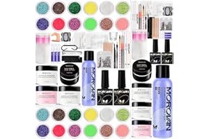 Morovan Monomer Acrylic Nail Liquid with Powder Kit Glitter Acrylic Powders Set for Nail Art Decoration Extension DIY at Home