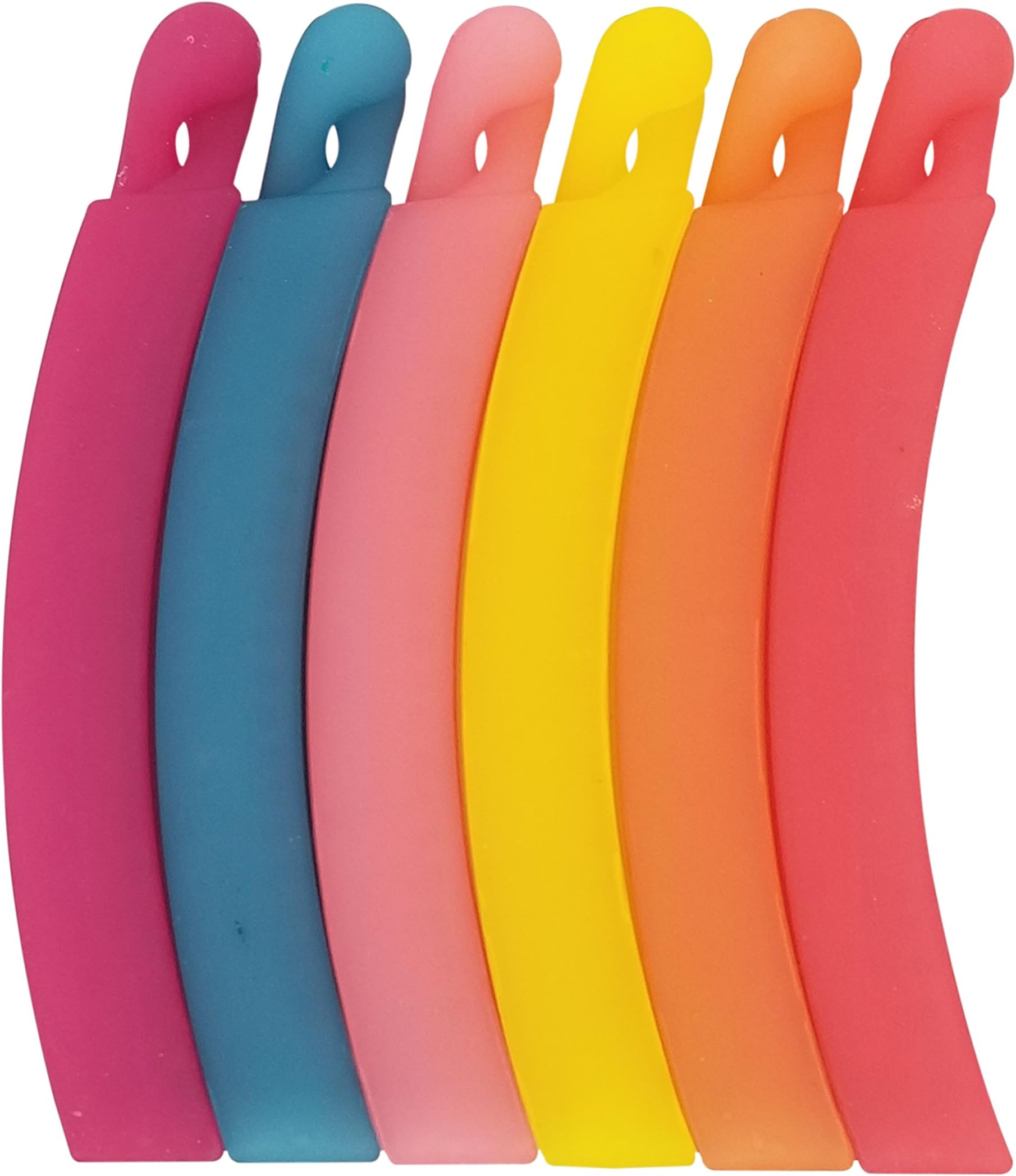 EVOGIRL Curved Shaped Matte Rainbow Colors Plastic Banana Clips (Medium Size) - Pack of 6
