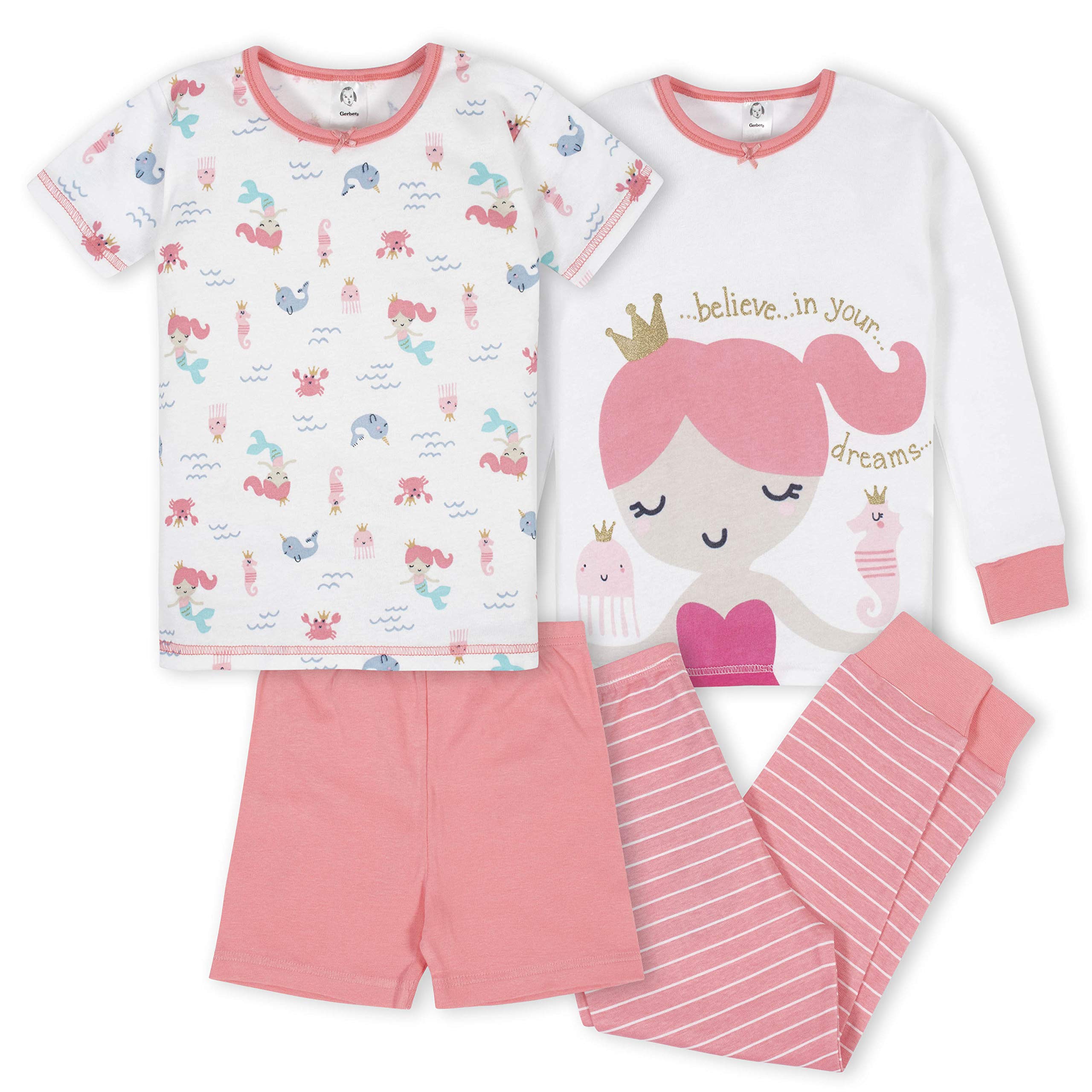 Gerber Baby Girls' 4-Piece Pajama Set