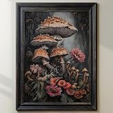 Moody Mushroom Wall Art Dark Academia Posters Gothic Botanical Wall Art Vintage Mushroom Print Moody Floral Posters Dark Botanical Prints Gothic Floral Pictures for Living Room 16x24in Frameless