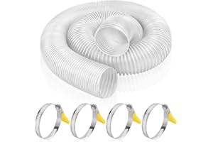 Makerfire 2-1/2" x 10' Heavy PVC Dust Collection Hose, Flexible Clear Puncture Resistant PVC Fume Collector Hose with 4 Pcs Carbon Steel Wire Coil for Dust Collection Systems, 2 1/2" Ports