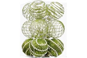 CHRISWISH 12CT Christmas Ball Ornaments Green Shatterproof Clear Large Plastic Christmas Tree Decoration, Delicate Hanging Ornaments for Xmas Party, Wedding, Holiday and Home Décor(70mm/2.76")