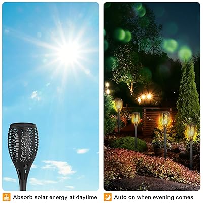 Buy Ruyilam Solar Garden Lights Outdoor 4 Pack Waterproof Solar Flickering Dancing Flame Pathway Lights Dusk To Dawn Auto On Off For Garden Patio Deck Yard Driveway Pathway Online In Turkey B08c51xwvg