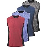 Vislivin Men's 4 Pack Tank Tops Sleeveless Workout Quick Dry Shirts Gym Muscle Shirts Athletic Bodybuilding Tee