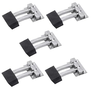 Nixnine Stainless Steel Door Stopper Double Floor Door Stoppers With Rubber Tip Bottom For Home Office Bathroom Doors Pack Of 5 Sq Double Door Stop 3 Inch Amazon In Home Improvement