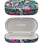 molshine Hard Shell Leather Sunglasses Case,Classic Large Glasses Case for Women Men,Sunglass Eyeglasses