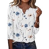 Zeagoo 3/4 Length Sleeve Womens Tops Casual Dressy Summer Blouses Buisness Work Spring Tee Shirts