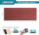 LIBRATON Sand Paper 65Pcs Kit 9x3.6 in 80-600 Grit Wet/Dry w/ Sponge & Block view 5