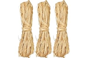 Creatrill Natural Raffia Paper Ribbon, 3 x40g Paper Raffia Ribbon Perfect for Florist Bouquets Weaving Decoration Christmas Raffia Gift Wrap
