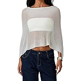 RUINIXCW Womens Sheer Poncho Top Lightweight Knit Shrug Shawl Long Sleeves Solid Color Mesh Blouse Cover Up Tops