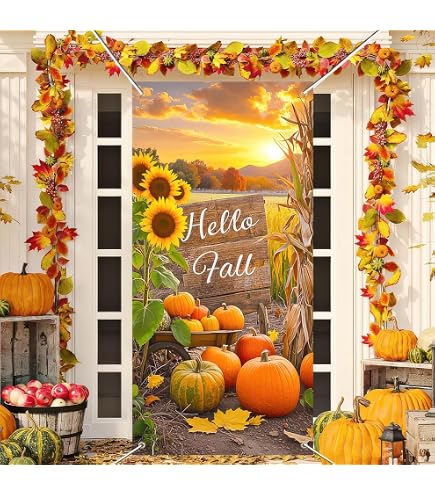Amazon.com: HOWAF Happy Fall Y'all Door Cover - Fall Harvest Party