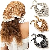 Molans 3Pcs Floral Head Scarf, Chiffon Hair Bandanas Kerchief, Vintage Boho Hair Scarf for Women Girls