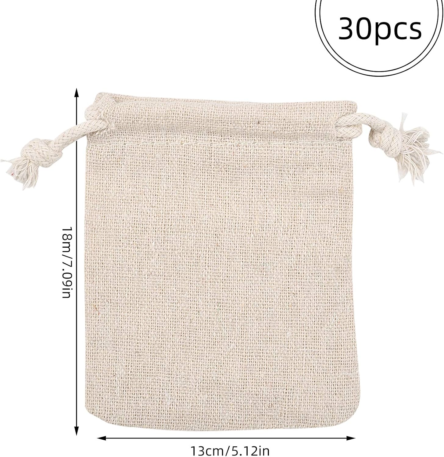 Irich 30pcs Cotton Bags with Drawstring (13x18cm / 5.12x7.09 Inch), Biodegradable & Reusable Gift Bags for Wedding Favor - Image 3