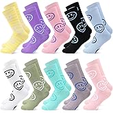 Tivi Tovo 10 Pairs Women Smile Face Crew Socks, Valentines Day Gift for Women Funny Emotion Cute Soft Cotton Socks