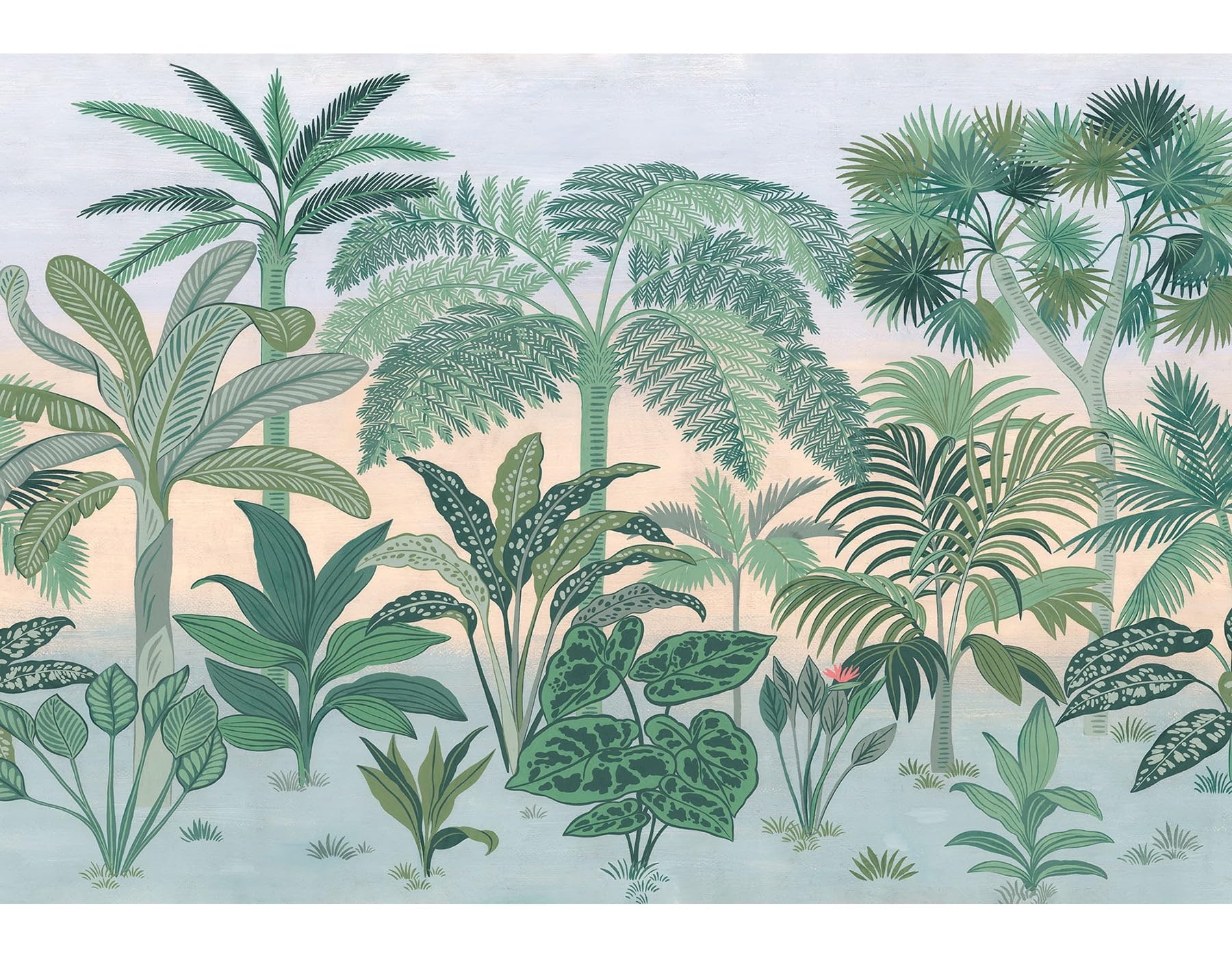 Komar Jungara 8-334 Photo Wallpaper 368 x 254 cm (Width x Height) 8 Pieces Including Paste Wallpaper Jungle Rainforest Palm Trees Bedroom