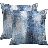 Britimes Throw Pillow Covers Modern Home Art Decor, 18 x 18 Inches Set of 2 Pillow Cases Decorative, Abstract Oil Painting Pillowcases for Bedroom, Living Room, Cushion Couch Sofa, Navy Blue Accent