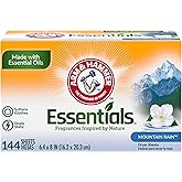 ARM &amp; HAMMER Fabric Softener Dryer Sheets, Mountain Rain, 144 Count | Softens Clothes, Reduces Static Cling, Essential Oil Infused, Fresh Mountain Rain Scent