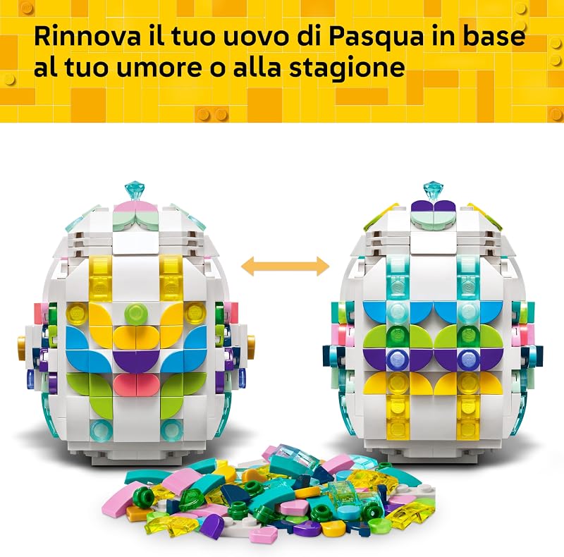 Uovo di Pasqua Decorativo - Decorazione Pasquale Giocattolo con Elementi Colorati come Cuori Dorati e Pietre Preziose - Regalo Creativo di Arti e Mestieri per Bambine e Bambini da 9 Anni - 40816