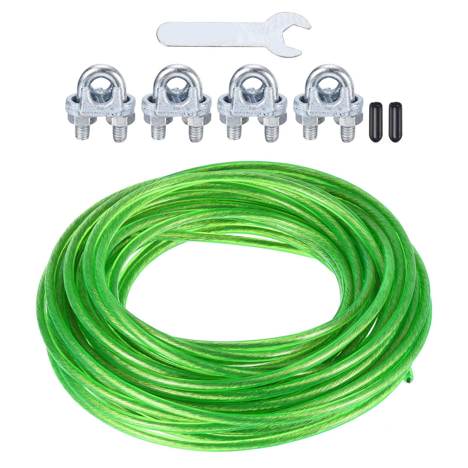 PATIKIL Plastic Coated Clothesline, 1/4"x49ft Steel Core Clothes line Metal Cable & Wire Rope for Drying Clothes, Outside Hanging