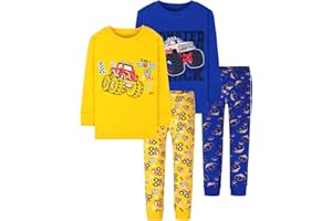 DAUGHTER QUEEN Boys Pajamas 4 Pieces Long Set 100% Cotton Sleepwear Size 18 Months-12 Years