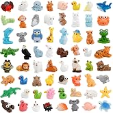 80pcs Mini Resin Animals Variety Pack, 60 Styles Tiny Resin Animals Figures | Small Miniature Little Plastic Figurines Bulk to Hide for Dollhouse Fairy Garden Aquarium Party Favors DIY Crafts Decor