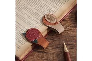 VYRANA 2PCS Vintage Magnetic Leather Bookmark, Leather Magnetic Bookmarks for Women, Magnetic PU Bookmarks Clip Book Accessories