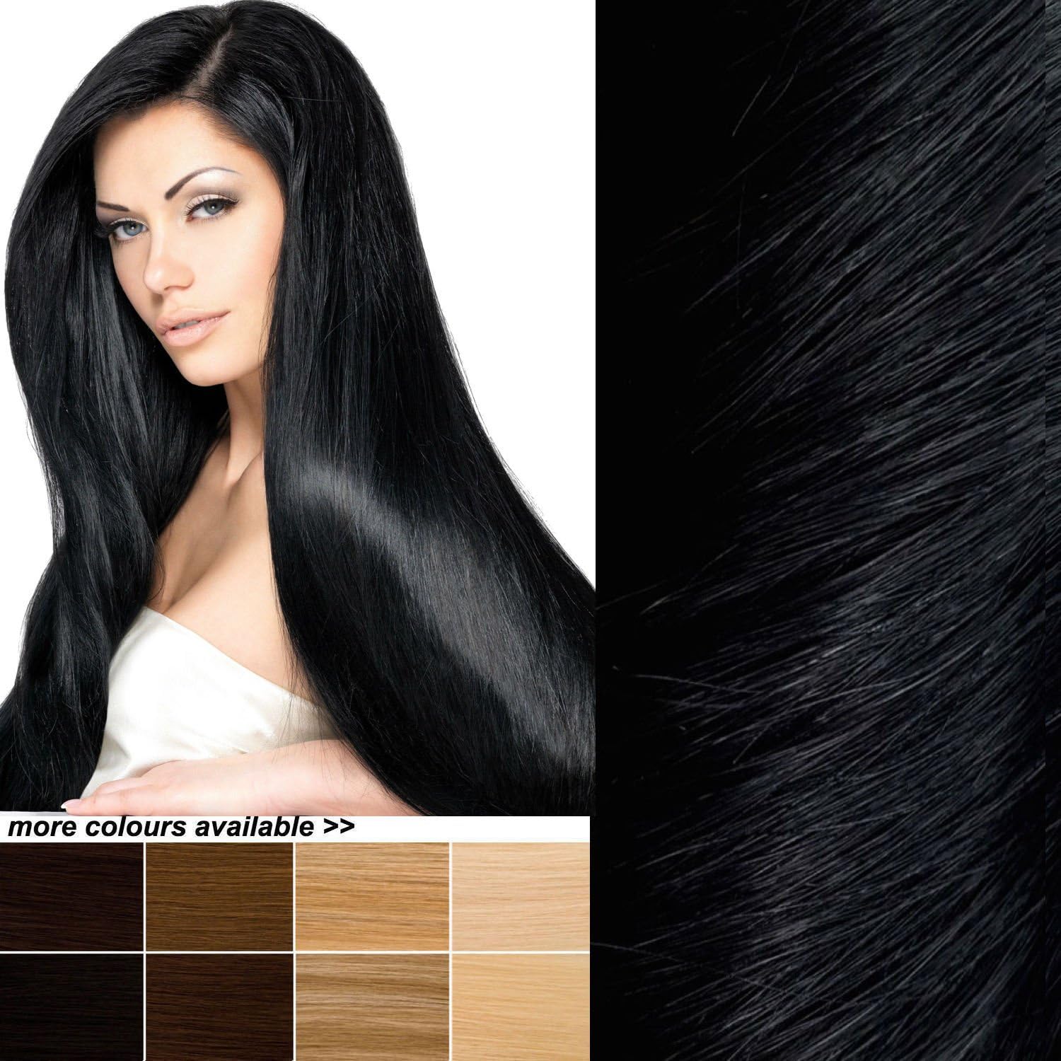 THE POSH HAIR. Double Drawn Full Head Clip in Real REMY Human Hair Extensions Hair extension clip on (24 inch/120g, 1 JET BLACK)