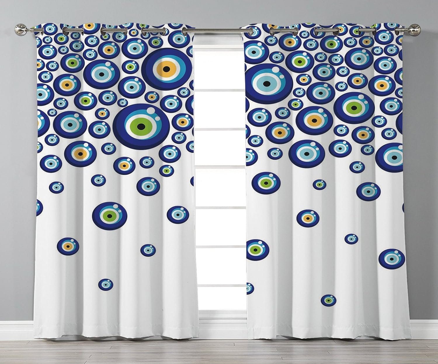 Thermal Insulated Blackout Grommet Window Curtains Evil Eye Lively