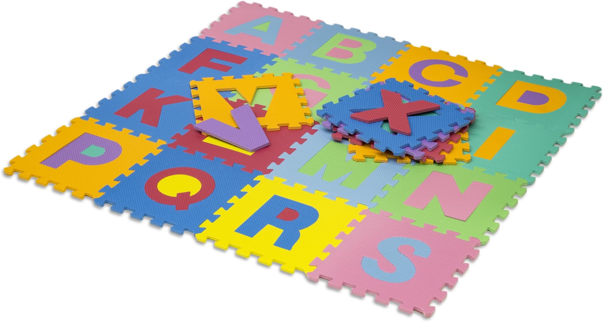 Puzzle Play Mat Kid's Multicolored Alphabet, Square Babies Toddler Exercise Area Foam, A-Z Play Mats, 26 Tiles by HemingWeigh