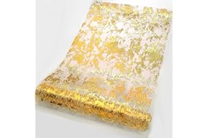 HERDA Gold Table Runner Roll - Glitter Metallic Gold Runner for Christmas- Sparkle Mesh Table Runner - Gold Table Decor - Decorations for Wedding Party, Christmas Centerpieces Table Decorations Gold