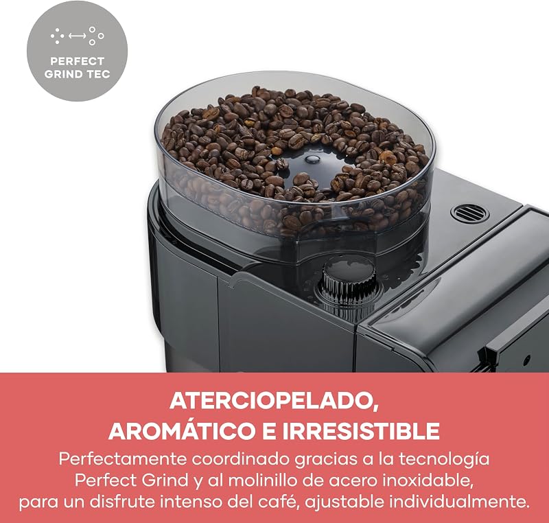 de goteo con jarra térmica y molinillo, 1L de capacidad, hasta 8 tazas, sistema antigoteo, aroma intenso, apagado automática, pantalla LED, 900W, inox oscuro, negro, KA 4831 — foto 5 de 8