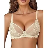 Avidlove Women Lace Bra Underwire Sexy Bralettes Unlined Mesh Full Coverage Lingerie Everyday Bras