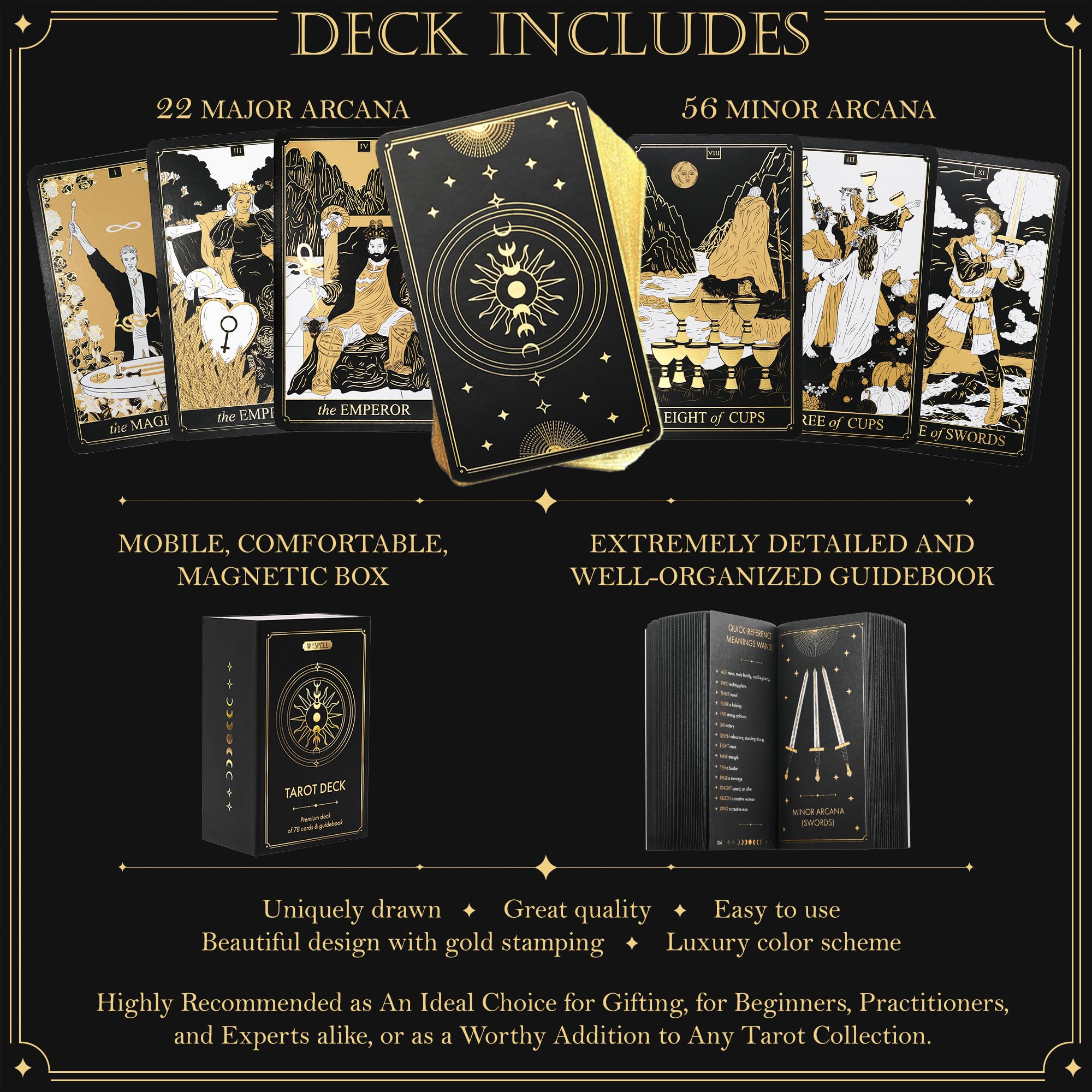 Mua Wyspell Classic Tarot Cards with Guide Book - 78 Gold Tarot Cards ...
