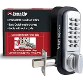 JOUNJIP Mechanical Deadbolt Keyless Entry Door Lock, Gate Lock Satin Chrome | Locks Without A Code Quick Code Change 100% Mechanical Keypad Lock [Flat Spindle] with Thumb Turn No Batteries or Wire needed