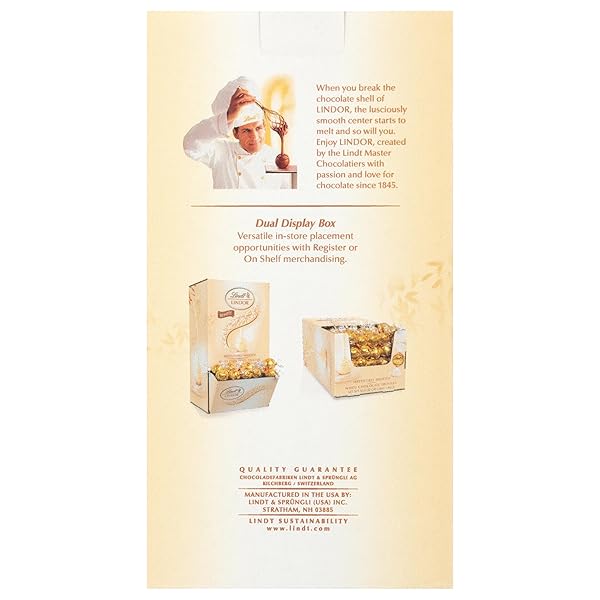 LINDT LINDOR WHITE CHOCOLATE CANDY TRUFFLES, WHITE CHOCOLATE CANDY WITH SMOOTH, MELTING TRUFFLE CENTER, 50.8 OZ., 120 COUNT