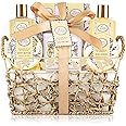 Bath & Shower Spa Gift Basket Set, with English Pear & Freesia Fragrance Bath Gift Basket for Women & Men Includes Body Lotion, Shower Gel, Bath Salts, Bubble Bath, Body Scrub and More, 9 Pcs