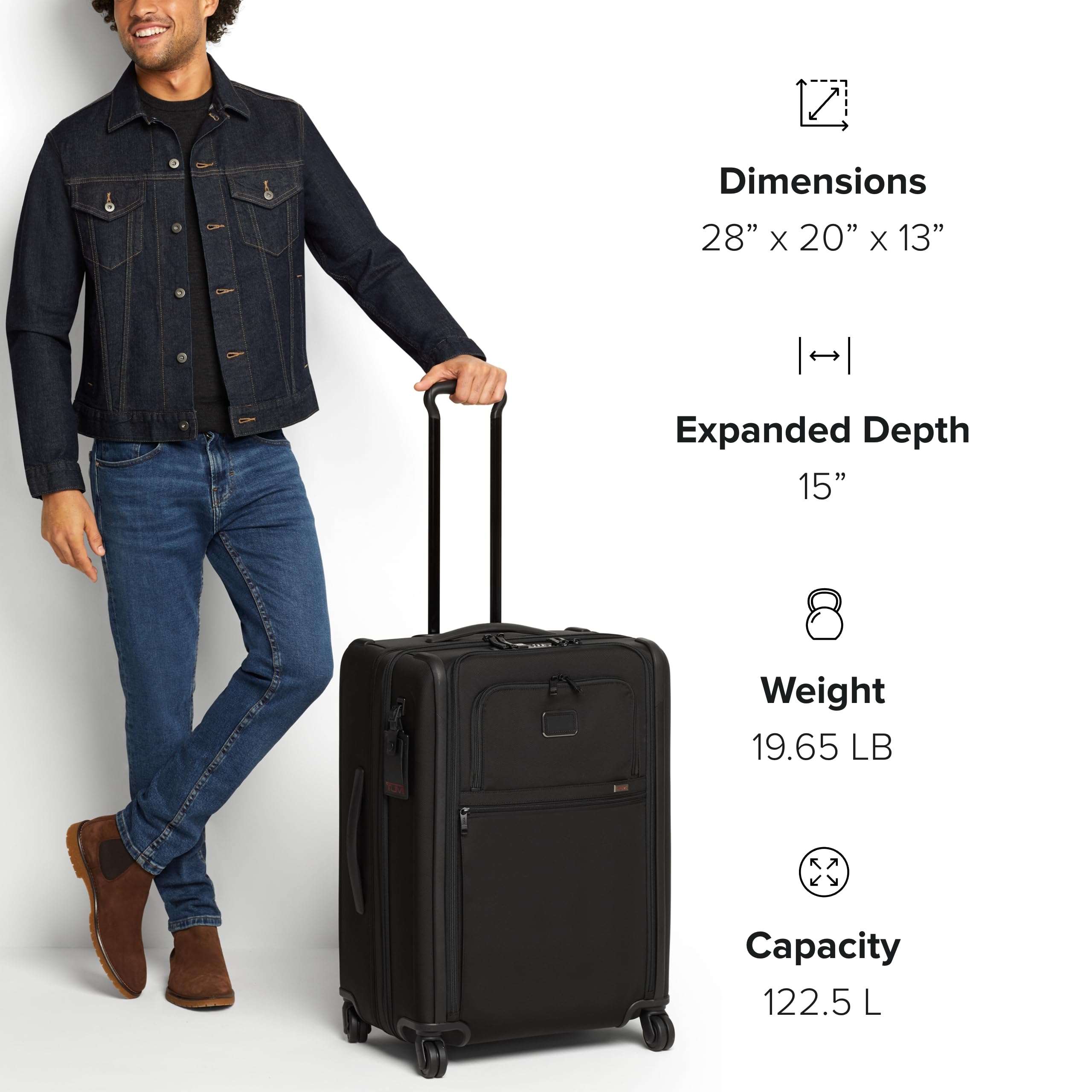 TUMI Short Trip Expandable 4-Wheeled Packing Case - Carry-On Suitcase with Combination Lock & Removable Garment Sleeve - Black/Gold