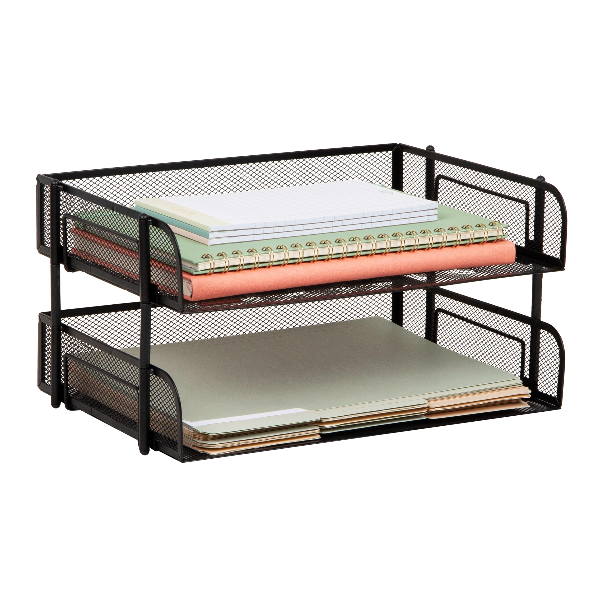 Mind Reader ESTACK2-BLK 2 Piece Stackable Letter Tray, Desk, Document Holder, Magazine Storage, Desktop File Organizer, Black