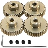 ShareGoo 7075 Aluminum Alloy 48P 3.175mm Pinion Gear Sets 32T 33T 34T 35T Motor Gears Fit 3.175mm (1/8-Inch) Shaft Compatible with HPI Losi Axial Traxxas Tamiya 1/10 RC Car,4Pack
