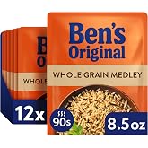 BEN'S ORIGINAL Ready Rice Whole Grain Medley Flavored Rice, Easy Dinner Side, 8.5 Oz Pouch (Pack of 12)