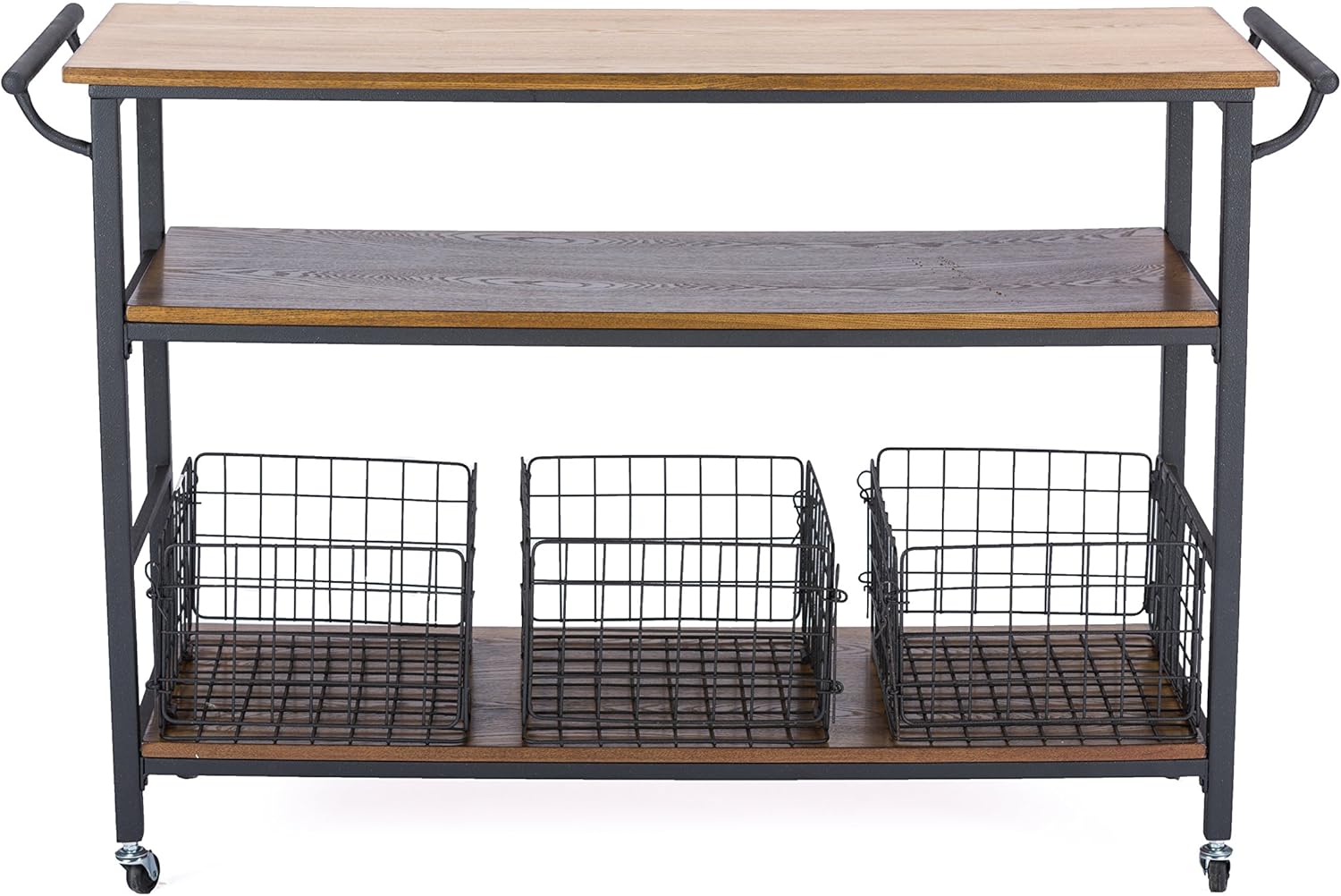 Baxton Studio Lancashire Wood and Metal Kitchen Cart, Brown - Kitchen Islands & Carts