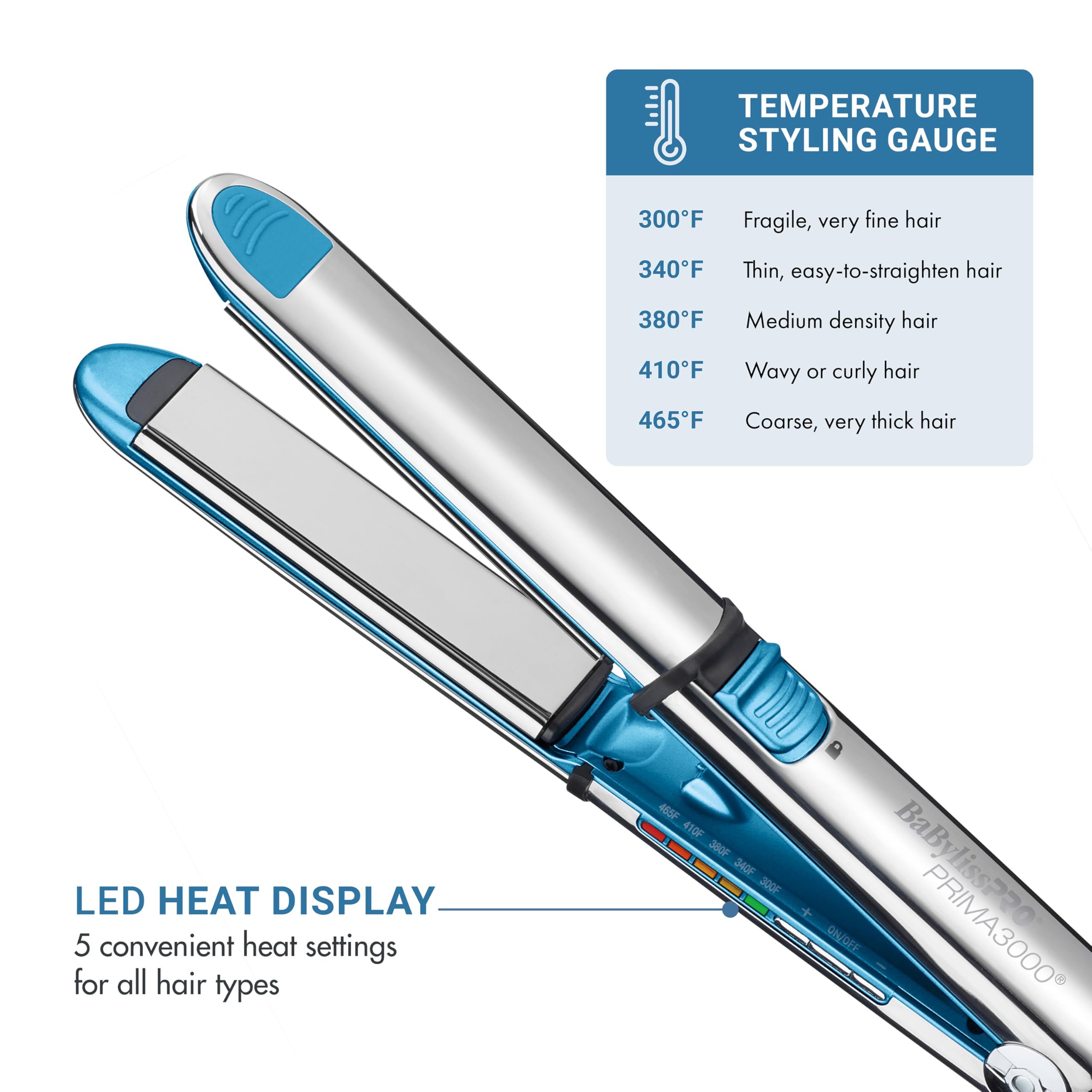 BaBylissPRO Nano Titanium Prima Ionic Hair Straightener – Professional Flat Iron & Curling Iron in One for Stylists, Pro Styling Hair Tool
