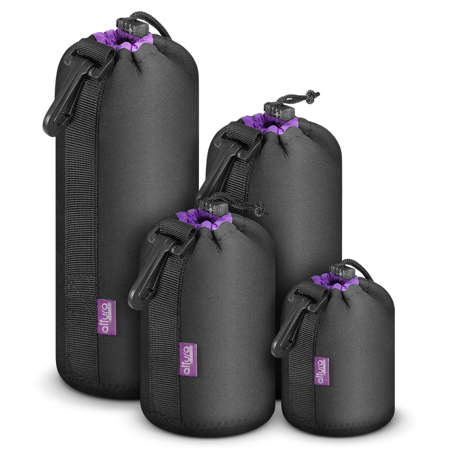 (4 Pack) Altura Photo Thick Protective Neoprene Pouch Set for DSLR